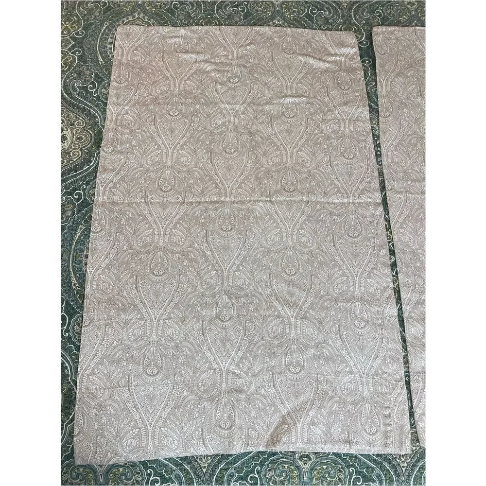 Decorative Paisley Pillow Sham Pair in Light Taupe